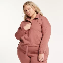 Plus Size FLX Embrace Quarter-Zip Sweatshirt -Adidas shop 5720994 Petalwood