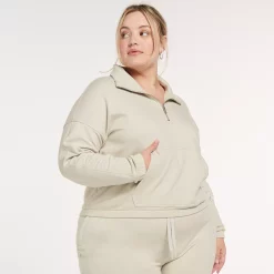 Plus Size FLX Embrace Quarter-Zip Sweatshirt -Adidas shop 5720994 Sand Trap