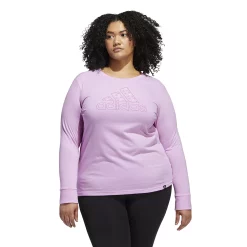 Plus Size adidas Mini Badge Of Sport Long Sleeve Graphic Tee -Adidas shop 5721653 Bliss Lilac
