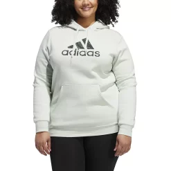 Plus Size adidas Leopard Metallic Badge Of Sport Fleece Graphic Hoodie -Adidas shop 5724174 ALT4