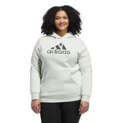 Plus Size adidas Leopard Metallic Badge Of Sport Fleece Graphic Hoodie -Adidas shop 5724174 Linen Green