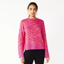 Women's Nine West Patterned Crewneck Sweater -Adidas shop 5731865 Pink Zebra Stripe