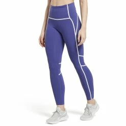 Women's Reebok Lux Colorblock High-Waisted Leggings -Adidas shop 5736070 Bold Purple