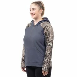 Women's Huntworth Quarter-Zip 2-Tone Fleece Hoodie -Adidas shop 5738061 ALT2