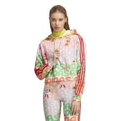 Women's adidas FARM Rio 3-Stripes Fleece Hoodie -Adidas shop 5770373 Pearl Citrine Semi Red