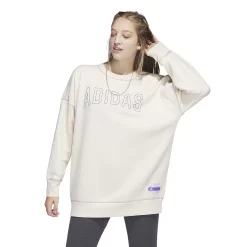 Women's adidas Sportswear Graphic Oversized Fleece Crewneck -Adidas shop 5770383 Ecru Tint