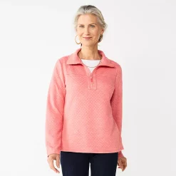 Women's Croft & Barrow® Quilted Quarter-Zip Top -Adidas shop 5775880 Coral