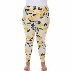 Plus Size White Mark Printed High-Waisted Leggings -Adidas shop 5780869 Beige Lemon