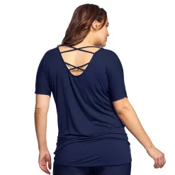 Plus Size Mazu Swim Ultra Soft Strappy-Back Swim Cover-Up Tee -Adidas shop 5898885 ALT