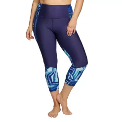 Plus Size Mazu Swim High-Rise Slimming Swim Capri Leggings -Adidas shop 5898935 Blue