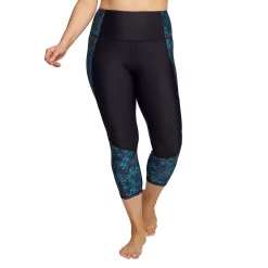 Plus Size Mazu Swim High-Rise Slimming Swim Capri Leggings -Adidas shop 5898935 Green