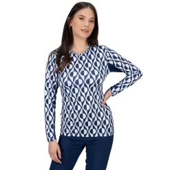 Women's Nancy Lopez Aspiration Long Sleeve Golf Tee -Adidas shop 5965718 Navy White Deco