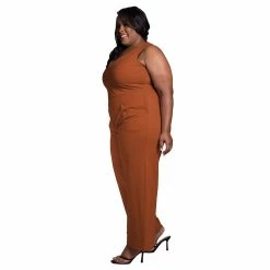 Poetic Justice Women's Plus Size Sleeveless V-Neck Wide Leg Jumsuit -Adidas shop 6061317 Paprika
