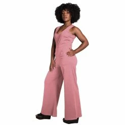 Poetic Justice Women's Sleeveless V-Neck Wide Leg Jumsuit -Adidas shop 6061380 Dark Rose
