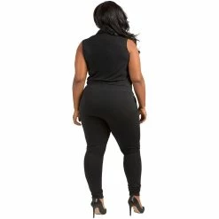 Poetic Justice Plus Size Curvy Women's Sleeveless Stretch Collared Jumpsuit -Adidas shop 6061419 ALT