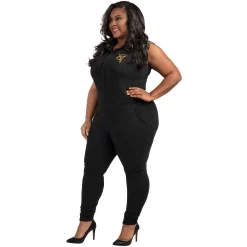 Poetic Justice Plus Size Curvy Women's Sleeveless Stretch Collared Jumpsuit -Adidas shop 6061419 ALT2