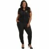 Poetic Justice Plus Size Curvy Women's Sleeveless Stretch Collared Jumpsuit 2 Poetic Justice Plus Size Curvy Women's Sleeveless Stretch Collared Jumpsuit -Adidas shop 6061419 Black