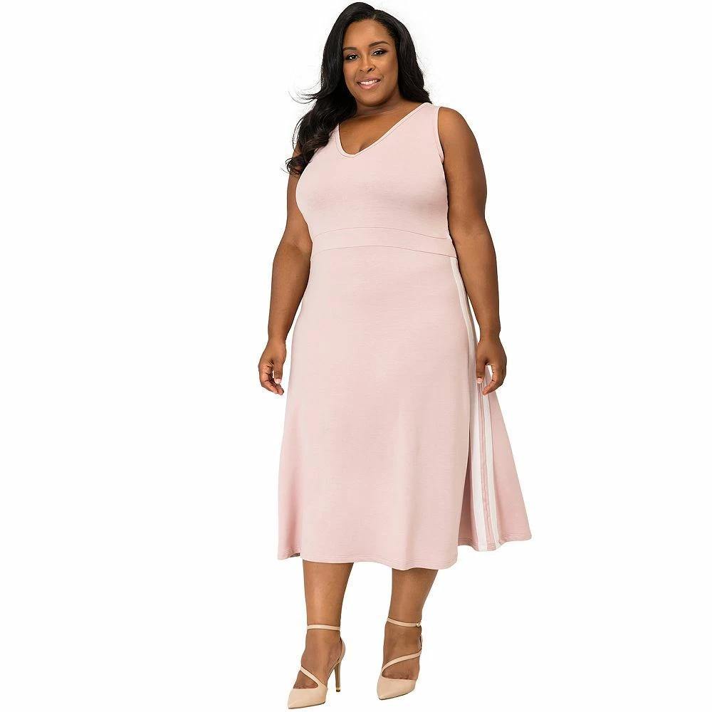 Poetic Justice Plus Size Curvy Women's Athletic Stripe A-Line Midi Dress 3 Poetic Justice Plus Size Curvy Women's Athletic Stripe A-Line Midi Dress