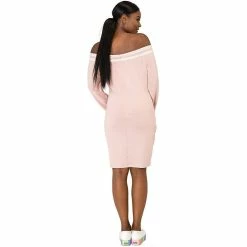 Poetic Justice Curvy Women's Atheletic Stripe Off-The-Shoulder Knee-Length Dress -Adidas shop 6061537 ALT