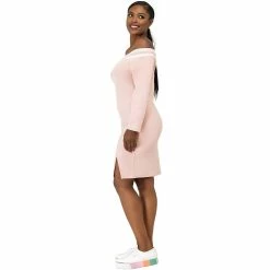 Poetic Justice Curvy Women's Atheletic Stripe Off-The-Shoulder Knee-Length Dress -Adidas shop 6061537 ALT2