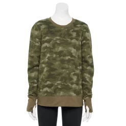 Petite Tek Gear® Ultrasoft Fleece Crewneck Sweatshirt -Adidas shop 6120169 Olive Camo