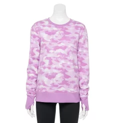 Petite Tek Gear® Ultrasoft Fleece Crewneck Sweatshirt -Adidas shop 6120169 Purple Camo