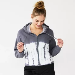 Women's Tek Gear® French Terry Crop Zip-Up Jacket -Adidas shop 6120577 Smokey Slate