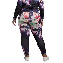 Poetic Justice Plus Size Curvy Women's Active Floral Print Poly Tricot Leggings -Adidas shop 6136967 ALT