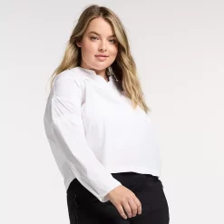 Plus Size FLX Woven Popover Top