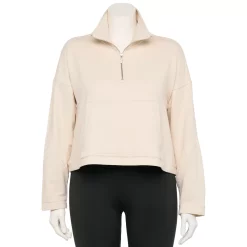 Plus Size FLX Quarter-Zip French Terry Sweatshirt -Adidas shop 6142623 Bisque Tan