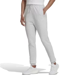 Women's adidas Studio Lounge High-Waisted French Terry Joggers -Adidas shop 6171359 Light Gray Heather