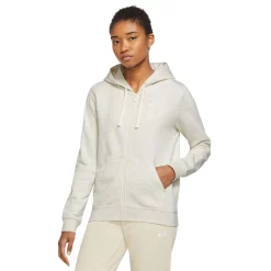 Women's Nike Sportswear Club Fleece Full-Zip Hoodie -Adidas shop 6224760 Oatmeal Heather