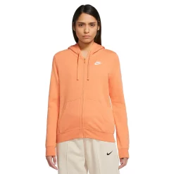 Women's Nike Sportswear Club Fleece Full-Zip Hoodie -Adidas shop 6224760 Orange Heather