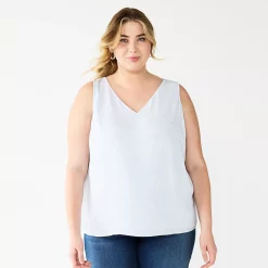 Plus Size Nine West Essential V-Neck Tank -Adidas shop 6224912 Light Blue Ikat