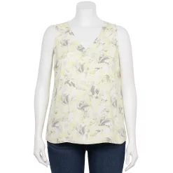 Plus Size Nine West Essential V-Neck Tank -Adidas shop 6224912 Yellow Floral