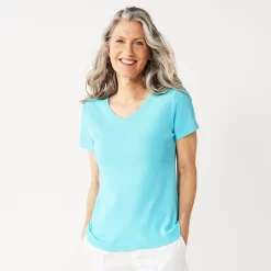 Petite Croft & Barrow® Essential V-Neck Tee -Adidas shop 6225069 Capri Blue