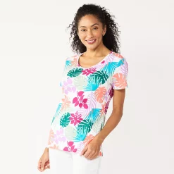 Petite Croft & Barrow® Essential V-Neck Tee -Adidas shop 6225069 White Foliage